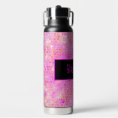 Personalisiert rosa Dinosaurier verborgen Trinkflasche (Vorderseite)