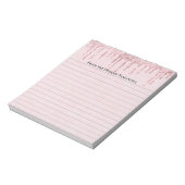 Personalisiert rosa Dripping Glitzer Trendy Linde Notizblock (Rotiert)