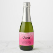 Personalisiert rosa Dripping Glitzer Trendy Weddin Schaumweinetikett (Vorderseite)