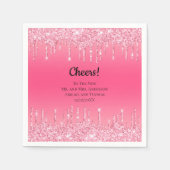Personalisiert rosa Dripping Glitzer Trendy Weddin Serviette (Vorderseite)