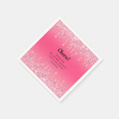 Personalisiert rosa Dripping Glitzer Trendy Weddin Serviette (Ecke)