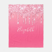 Personalisiert rosa Driving Glitzer Girly Trendy Fleecedecke (Vorderseite)