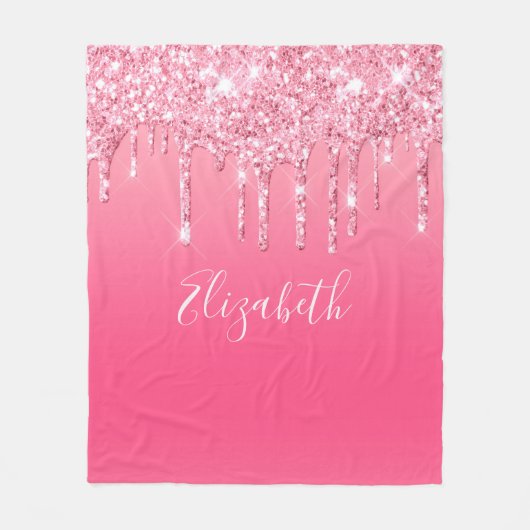 Personalisiert rosa Driving Glitzer Girly Trendy Fleecedecke (Vorderseite)