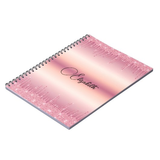 Personalisiert rosa Driving Glitzer Notebook Notizblock (Linke Seite)
