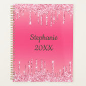Personalisiert rosa Driving Glitzer Trendy Glam Planer (Vorderseite)