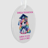 Personalisiert rosa Einhorn-Abschluss Ornament (Vorderseite)