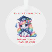 Personalisiert rosa Einhorn-Abschluss Ornament (Rückseite)