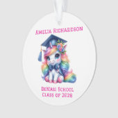 Personalisiert rosa Einhorn-Abschluss Ornament (Vorderseite)