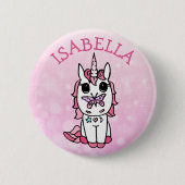 Personalisiert rosa Einhorn Button (Vorderseite)