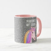 Personalisiert Rosa Einhorn Pastel Glitzer Regenbo Tasse (VorderseiteRechts)