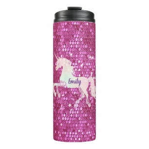 Personalisiert rosa Einhorn-Thermaltumbler Thermosbecher
