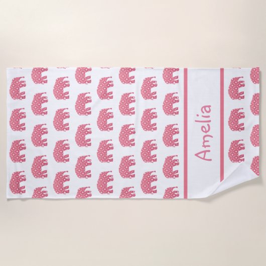Personalisiert-rosa-Elefant Strandtuch (Vorderseite)