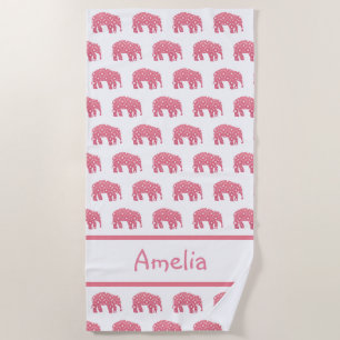 Personalisiert-rosa-Elefant Strandtuch