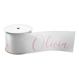 Personalisiert rosa Elegante Name Modern Satin Rib Satinband