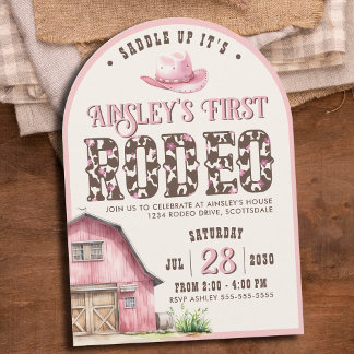 Personalisiert Rosa Erste Rodeo Rosa Geburtstag Einladung