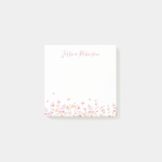 Personalisiert rosa Farbflora Post-it Klebezettel (Vorderseite)