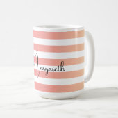 Personalisiert rosa Farbstreifen schwarzer Name Kaffeetasse (VorderseiteRechts)