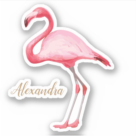 Personalisiert rosa Flamingo Aufkleber (Vorderseite)