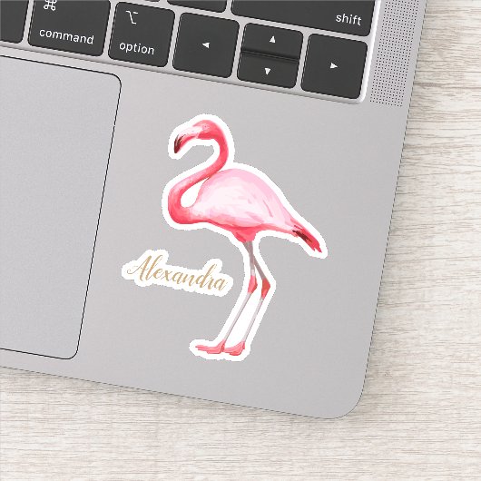 Personalisiert rosa Flamingo Aufkleber (Detail)