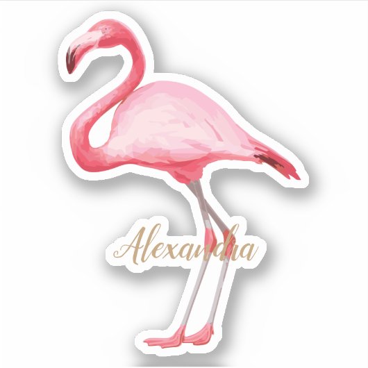 Personalisiert rosa Flamingo Aufkleber (Vorderseite)