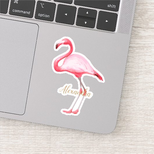 Personalisiert rosa Flamingo Aufkleber (Detail)