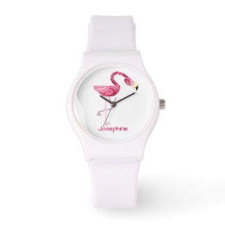 Personalisiert rosa Flamingo Bird Armbanduhr