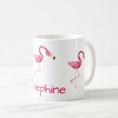 Personalisiert rosa Flamingo Bird Kaffeetasse (VorderseiteRechts)