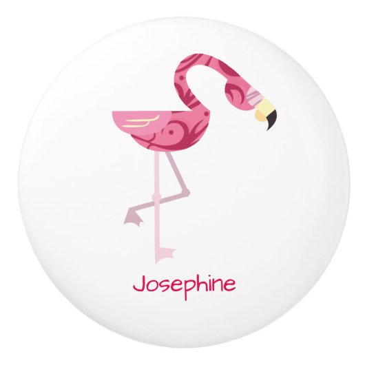 Personalisiert rosa Flamingo Bird Keramikknauf (Vorderseite)