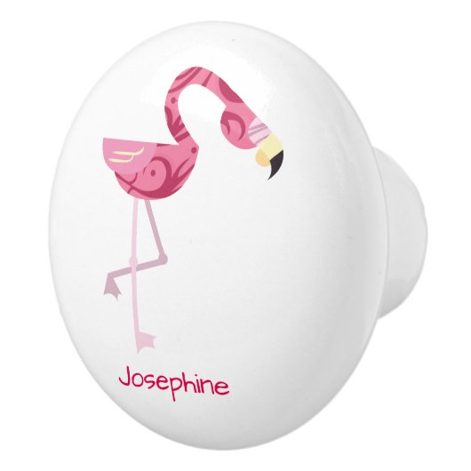 Personalisiert rosa Flamingo Bird Keramikknauf (Rechts)