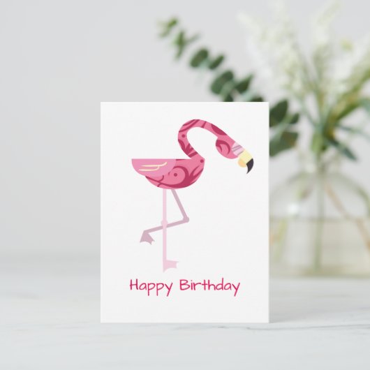 Personalisiert rosa Flamingo Bird Postkarte (Stehend Vorderseite)