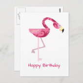 Personalisiert rosa Flamingo Bird Postkarte (Vorne/Hinten)