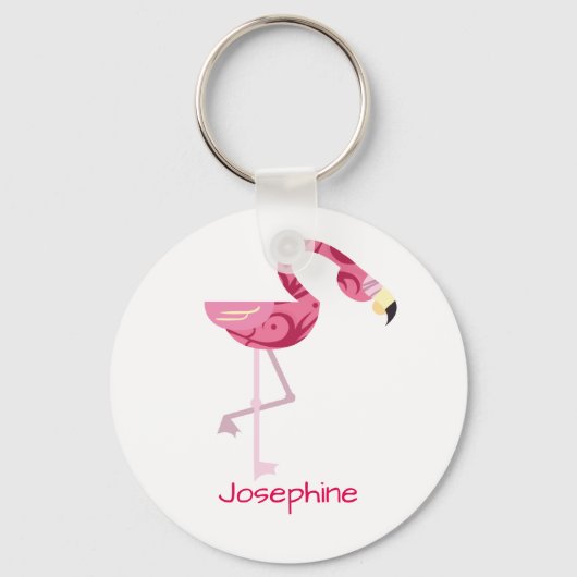 Personalisiert rosa Flamingo Bird Schlüsselanhänger (Vorderseite)