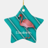 Personalisiert rosa Flamingo Keramik Ornament (Vorne)