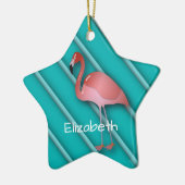Personalisiert rosa Flamingo Keramik Ornament (Links)