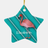 Personalisiert rosa Flamingo Keramik Ornament (Hinten)