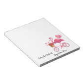 Personalisiert rosa Flamingo mit Herz Notizblock (angewinkelt)
