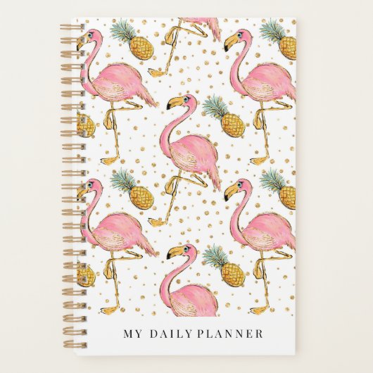 Personalisiert rosa Flamingo Planer (Vorderseite)