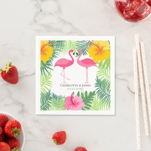 Personalisiert rosa Flamingo Tropical Aloha Serviette (Beispiel)