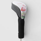 Personalisiert rosa Flamingo Tropical Golf Headcover (angewinkelt)