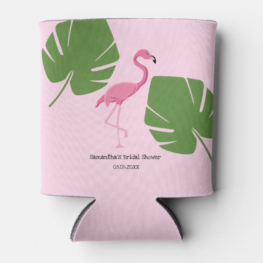 Personalisiert rosa Flamingo Tropisches Brautparty Dosenkühler (Vorderseite)