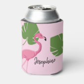 Personalisiert rosa Flamingo Tropisches Brautparty Dosenkühler (Kanne Rückseite)