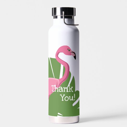 Personalisiert rosa Flamingo Tropisches Brautparty Trinkflasche (Links)
