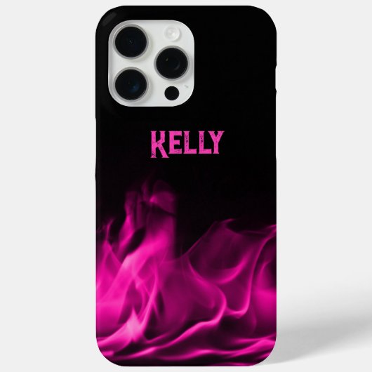 Personalisiert rosa Flammen auf schwarz Case-Mate iPhone Hülle (Rückseite)