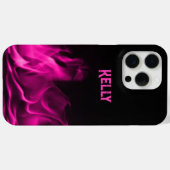 Personalisiert rosa Flammen auf schwarz Case-Mate iPhone Hülle (Rückseite (Horizontal))