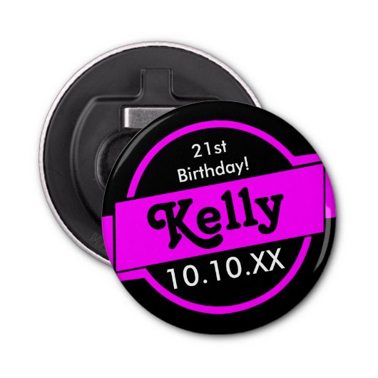 Personalisiert rosa flaschenöffner (Vorderseite)