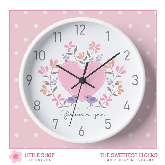 Personalisiert-Rosa-Floral-Girls Uhr