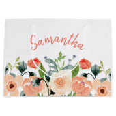 Personalisiert rosa Floral Große Geschenktüte (Vorderseite)