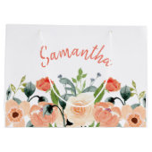 Personalisiert rosa Floral Große Geschenktüte (Rückseite)