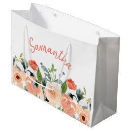 Personalisiert rosa Floral Große Geschenktüte