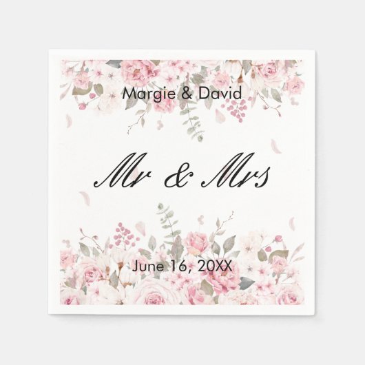 Personalisiert rosa Floral Spray Serviette (Vorderseite)